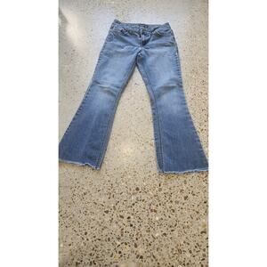 L.E.I Y2K Women's Sofia Hipster Flare Jeans Raw Hem Size 2 Inseam 27"